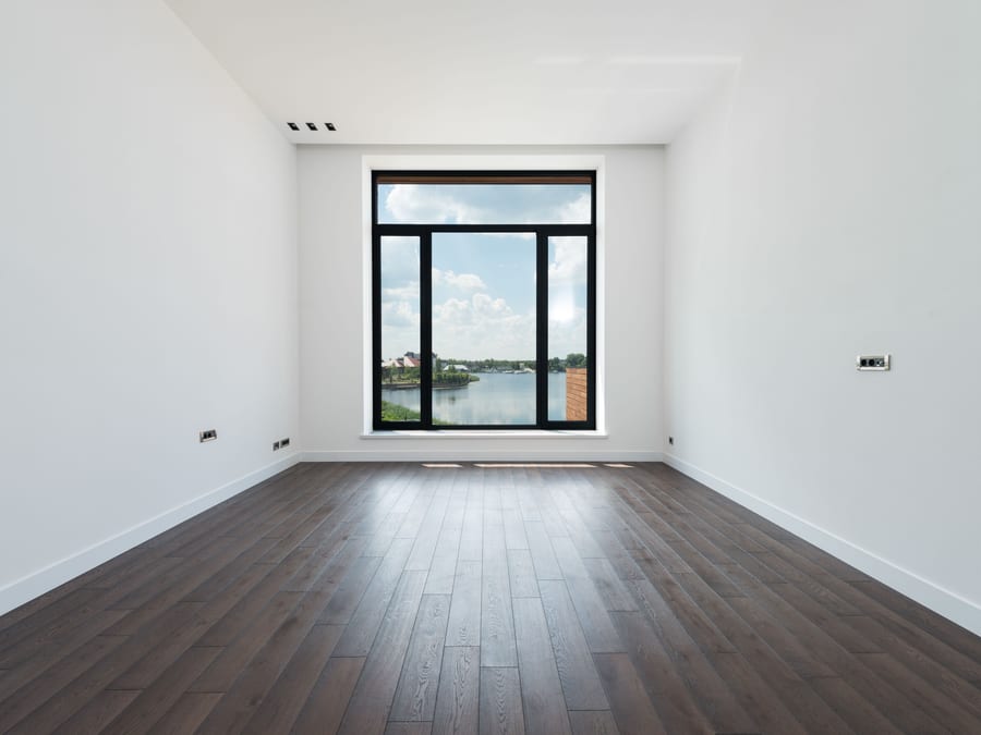 A finished room left clean and in order, floors clear and surfaces spotless.