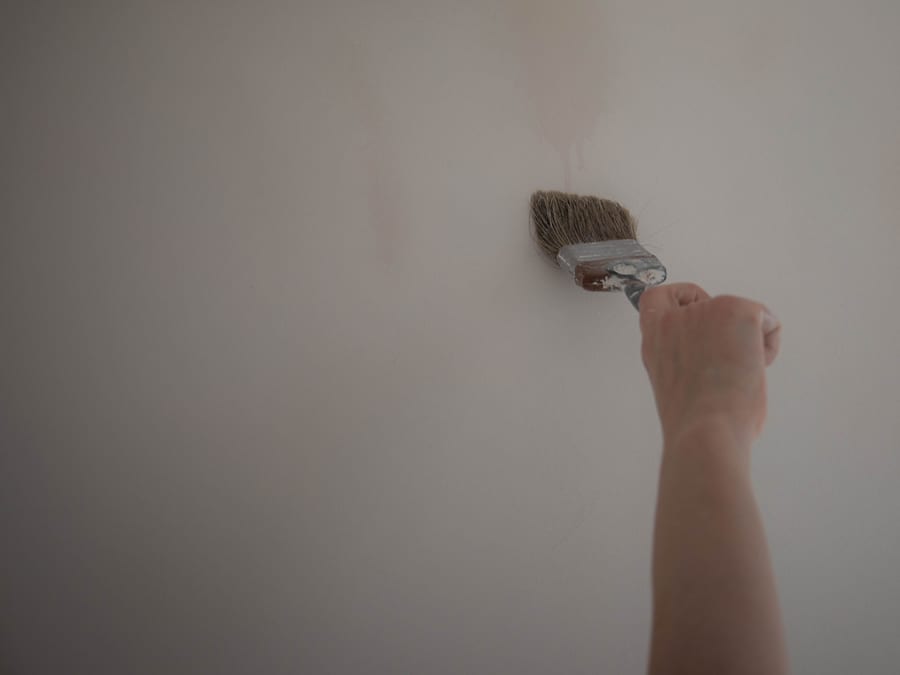 A fine brush touching in a small area of wall, the repair disappearing into the surrounding finish.